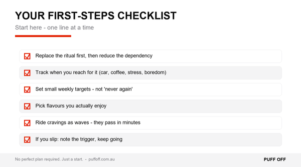 First steps checklist for breaking the vape habit