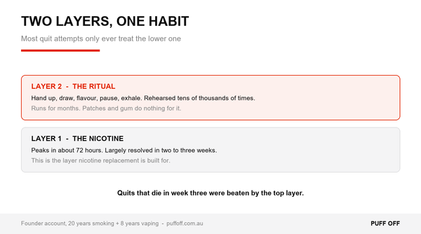 The two layers of a nicotine habit and why fixing one is not enough